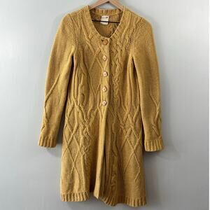 Anthropologie Far Away From Close Long Yellow Cardigan Wool Sweater Medium